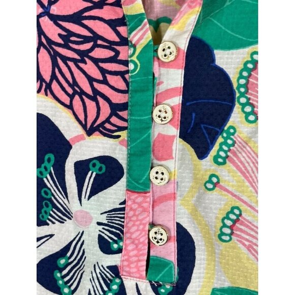 Talbots Floral Top L Pink Tropical Resort Workwear Classic Preppy Colorful Retro - Picture 8 of 14